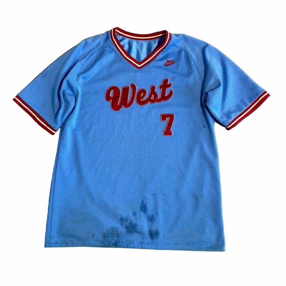 Nike West #7 Basketball Jersey Blue Red Mesh V-Neck Stitched